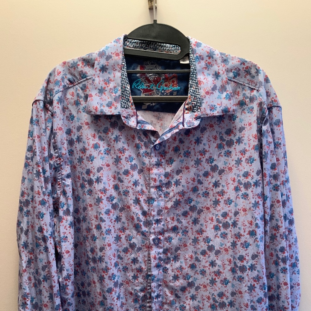 Robert Graham XL classic blue flower LSH shirt